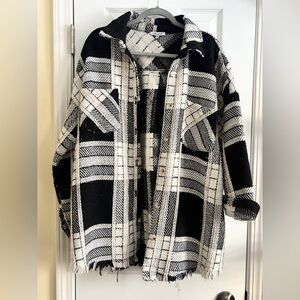 White Birch Black and White Checkered Shacket